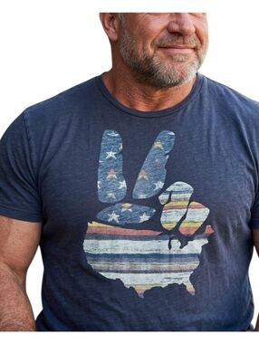 Lucky Brand Patriotic Peace Sign American Flag Graphic T-Shirt XXL SOFT COTTON